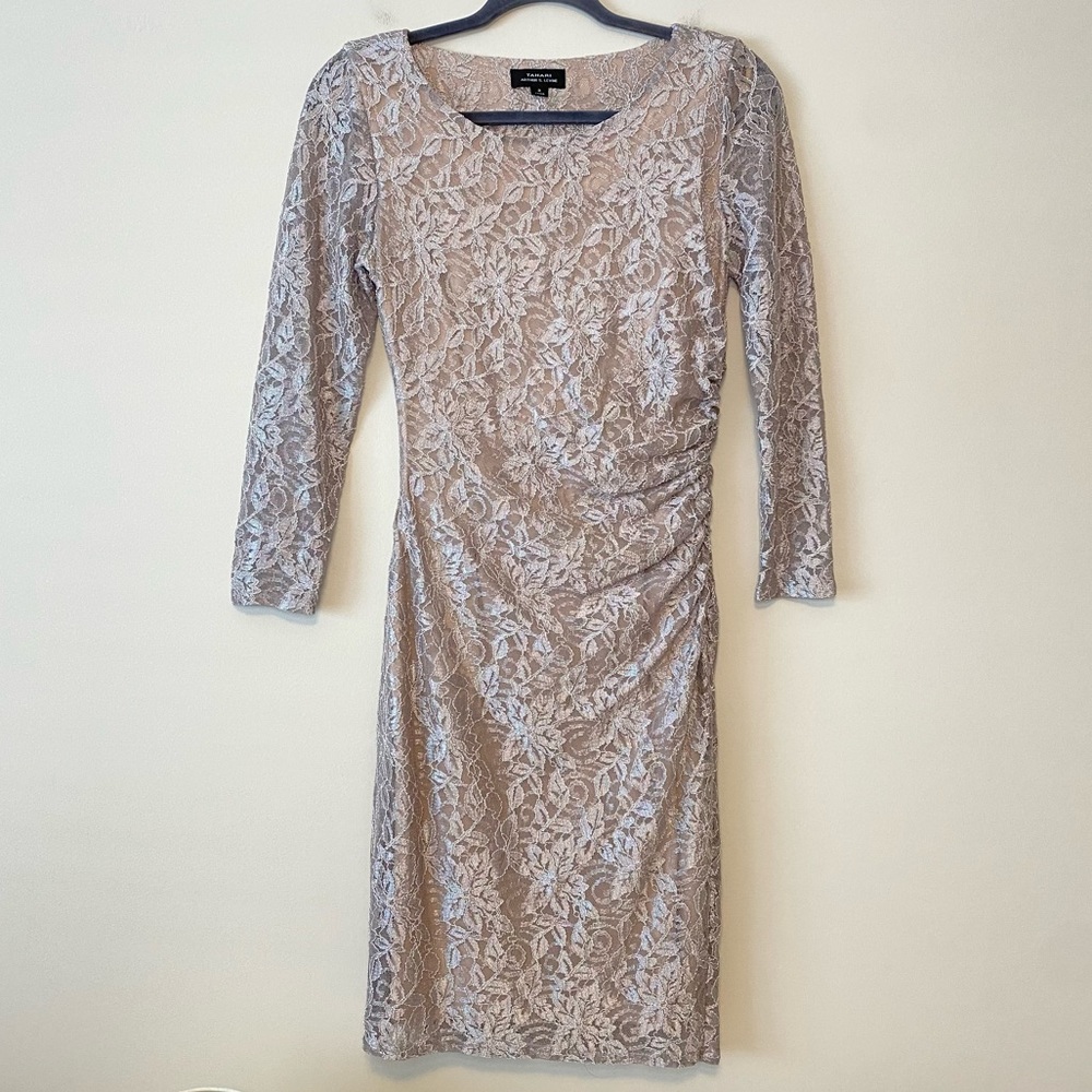 Tahari ASL Champagne Lace Dress